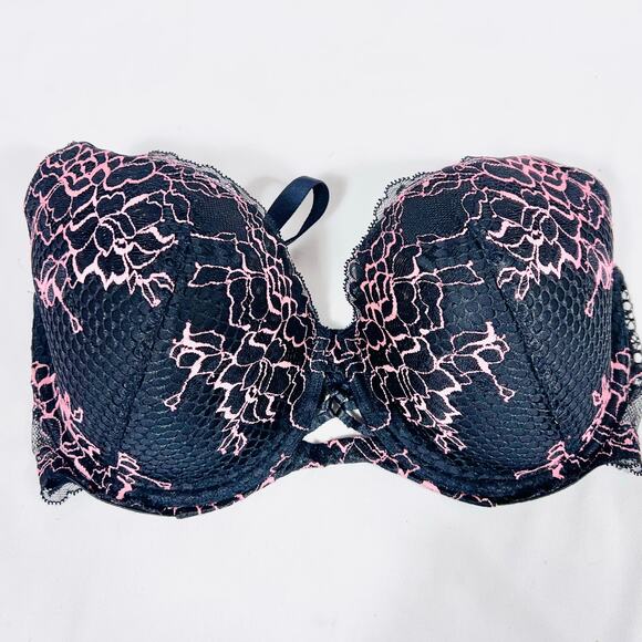 La Senza Bra Lot 2 Size 34DD Pink Black Padded Sheer Underwire Push Up Lace New - Picture 2 of 16